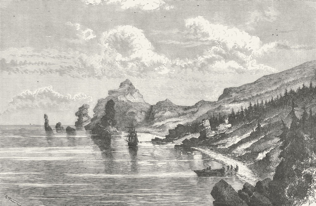 RUSSIA. Sakhalin. Cape Jonquiere c1885 old antique vintage print picture